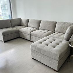 Couch, Thomasville Tisdale Fabric Sectional with Storage Ottoman,Bridge/Grey