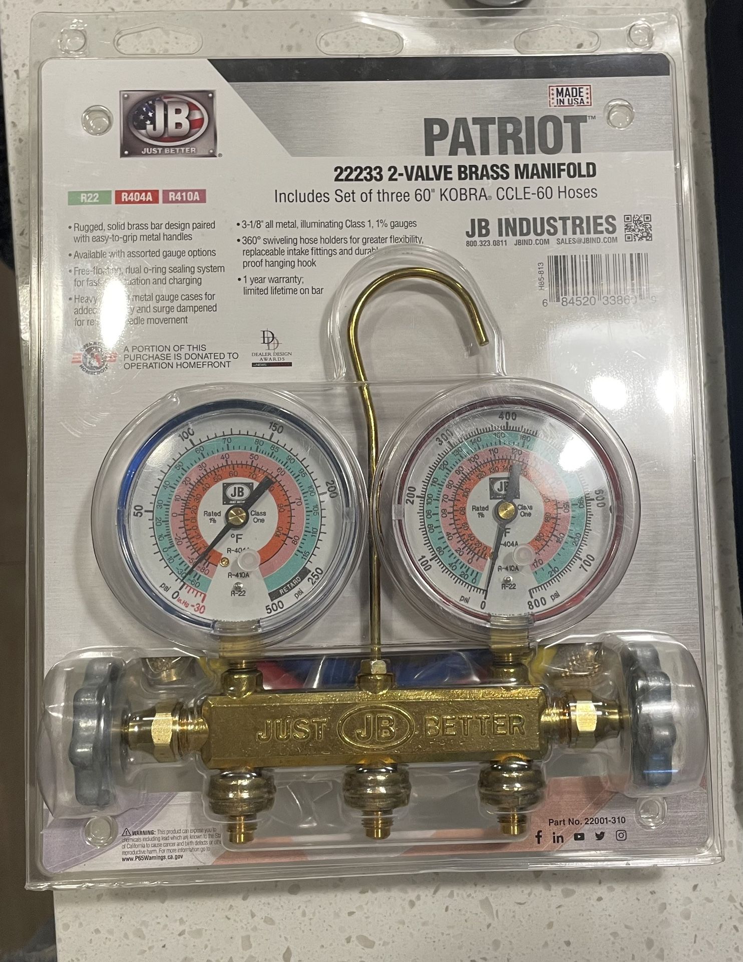 JB. 2-valve Brass Manifold
