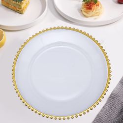 Gold Beaded Charger Plates Dinner Wedding Party