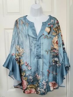 Blue Floral Tunic Top XL