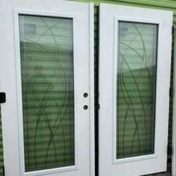 Impact glass double door set with frame 72x80