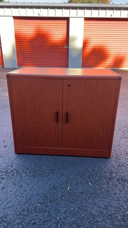 Wood Laminate Two-Door Storage Cabinet  36” W  20” D  30” T