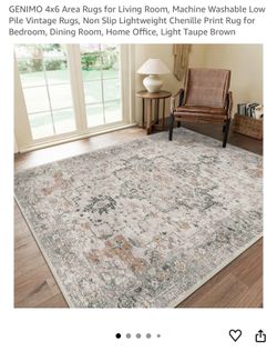 4x6 Area Rugs for home & office , Machine Washable Low Pile Vintage Rugs