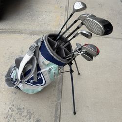 GOLF SET TaylorMade Driver 3 5 Woods Top Flite 5h & Bag + AVT 6-PW