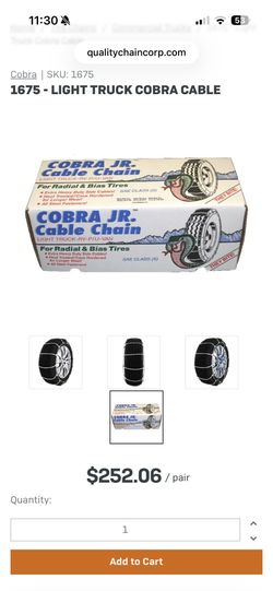 NEW Quality Chain 1675 Cobra Jr Cable Tire Chains 