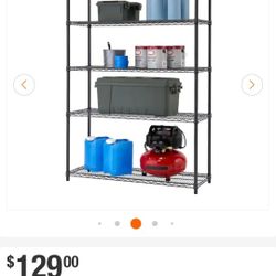 5 Tier Black Metal Garage Storage Shelving