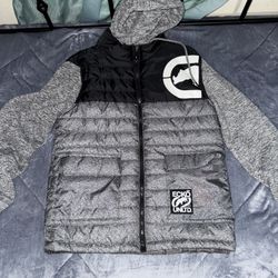 Ecko Unltd Gray/Black Puffer Hoodie Jacket