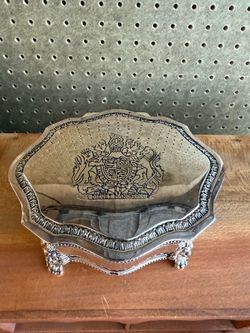 Silver-Plated Trinket Box with Royal Coat of Arms