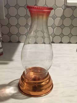 Vintage Tayee Copper Candle Holder with hurricane lamp