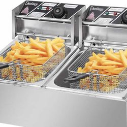 ZOKOP EH82 110V Stainless Steel Double Cylinder Electric Deep Fryer