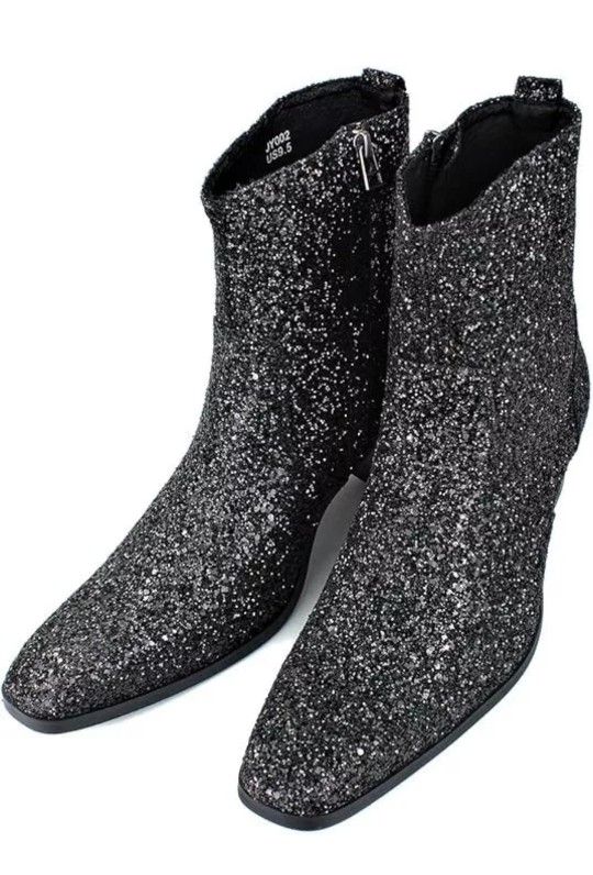 OSSTONE Dress Boot for Men Leather Glitter Chukka Designer Boots US Mens Size 10