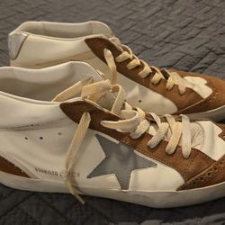 Golden Goose Mid Star LTD with gray leather star beige cotton GGDB EUR 44/ US 10