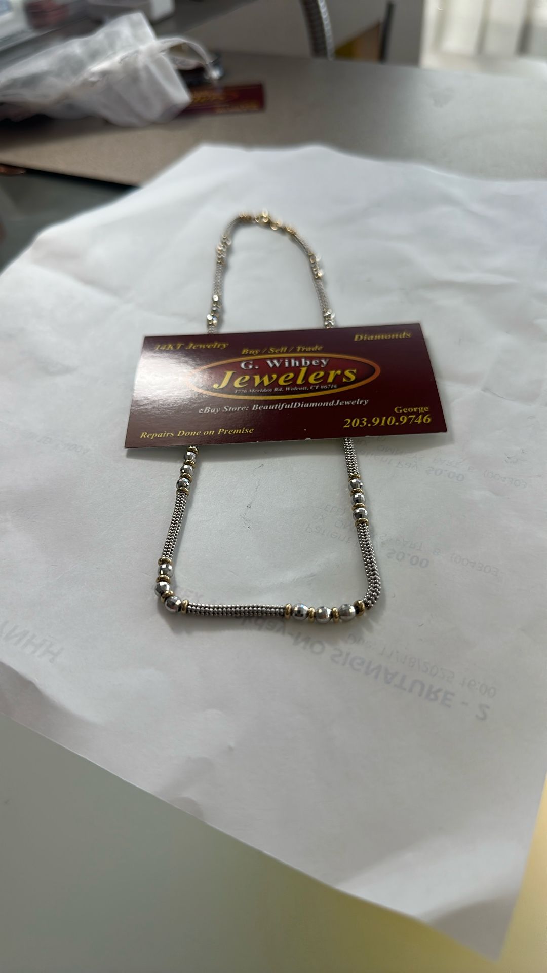 14 Kt “ Designer “ Necklace 16” Long / 3 1/2 Millimeters Wide 