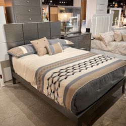 Grey Color Bedroom Set Queen Size , Mattress Set Included NEW