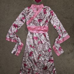 GIRLS JAPANESE COSTUME SZ 7/8 NEW WIG & UMBRELLA 