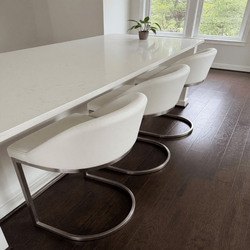 White Faux Leather Barstools Set of 4 – Good Condition, 28in Height – Fairfax, VA