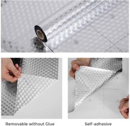 Coavas Kitchen Wall Paper Oil Proof Sticker Backsplash Silver Self-Adhesive Protective Sticker, 15.7X196.8 Inches
