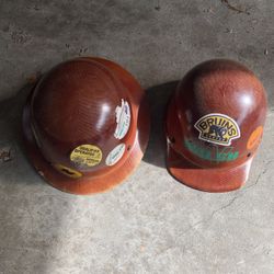 2 Fiberglass MSA Skullgard Work Hard Hats