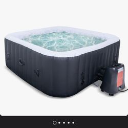 CQYG Hot Tub, Portable Inflatable Hot Tub, 2-6 Person Outdoor Spa with Bubble Jets and Heater Pump, Filter