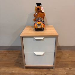 Modern 2 Drawer Nightstand - Oak and White