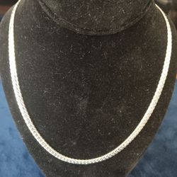 Silver 20" Flat Braided Necklace