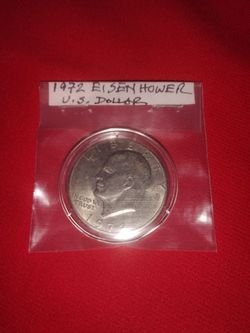 Vintage Old 1972 USA Eisenhower Dollar Coin 40% Silver