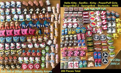 200 Pc New Wholesale Lot Croc Shoe Hat Book CHARMS Anime Stitch plus plus