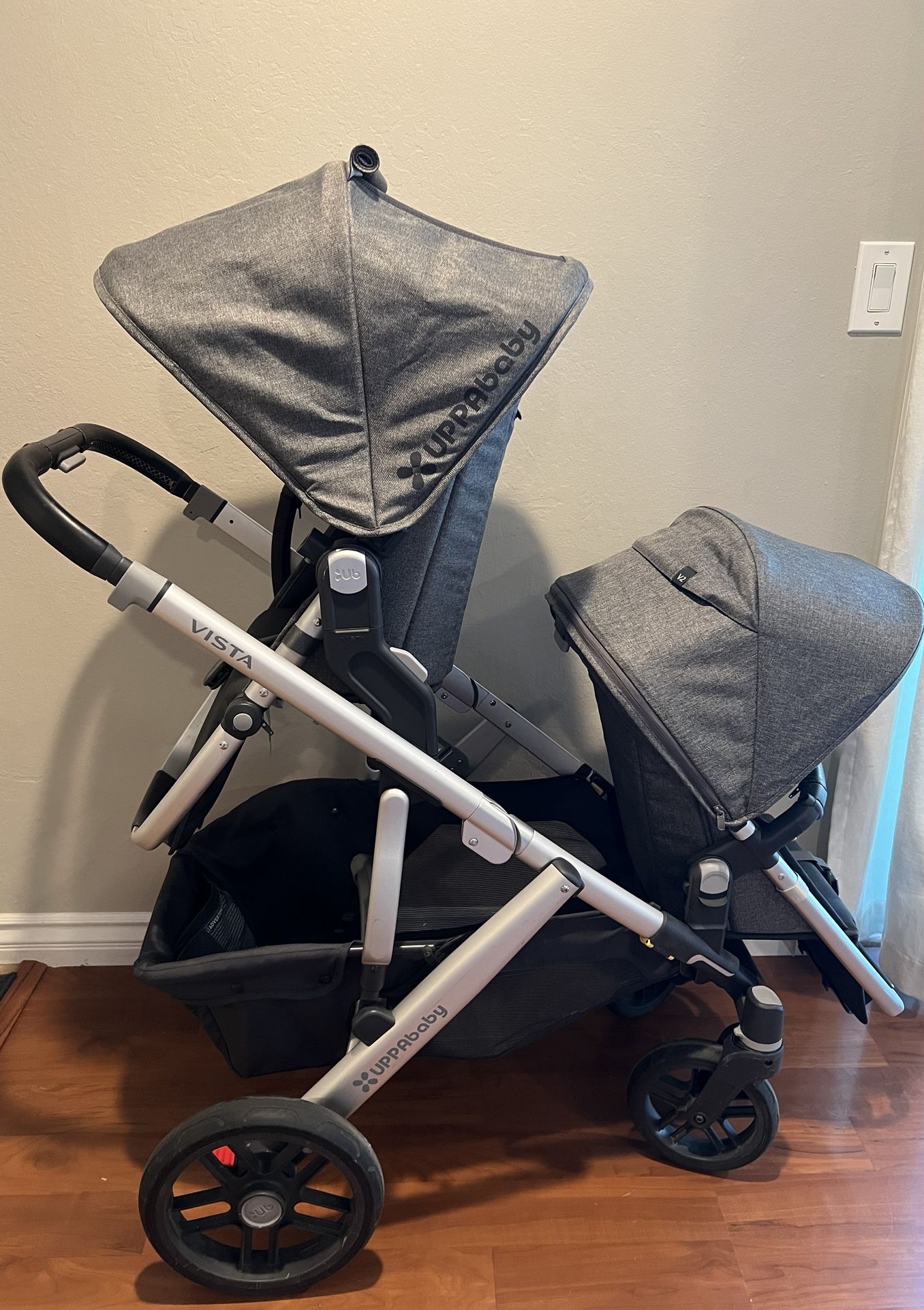 UPPAbaby V2 Double Or Single Stroller Full Set With All Attachments