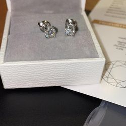 Moissanite Stones Vvs 1ct Silver 4mm Earrings (PASSES DIAMOND TESTER)