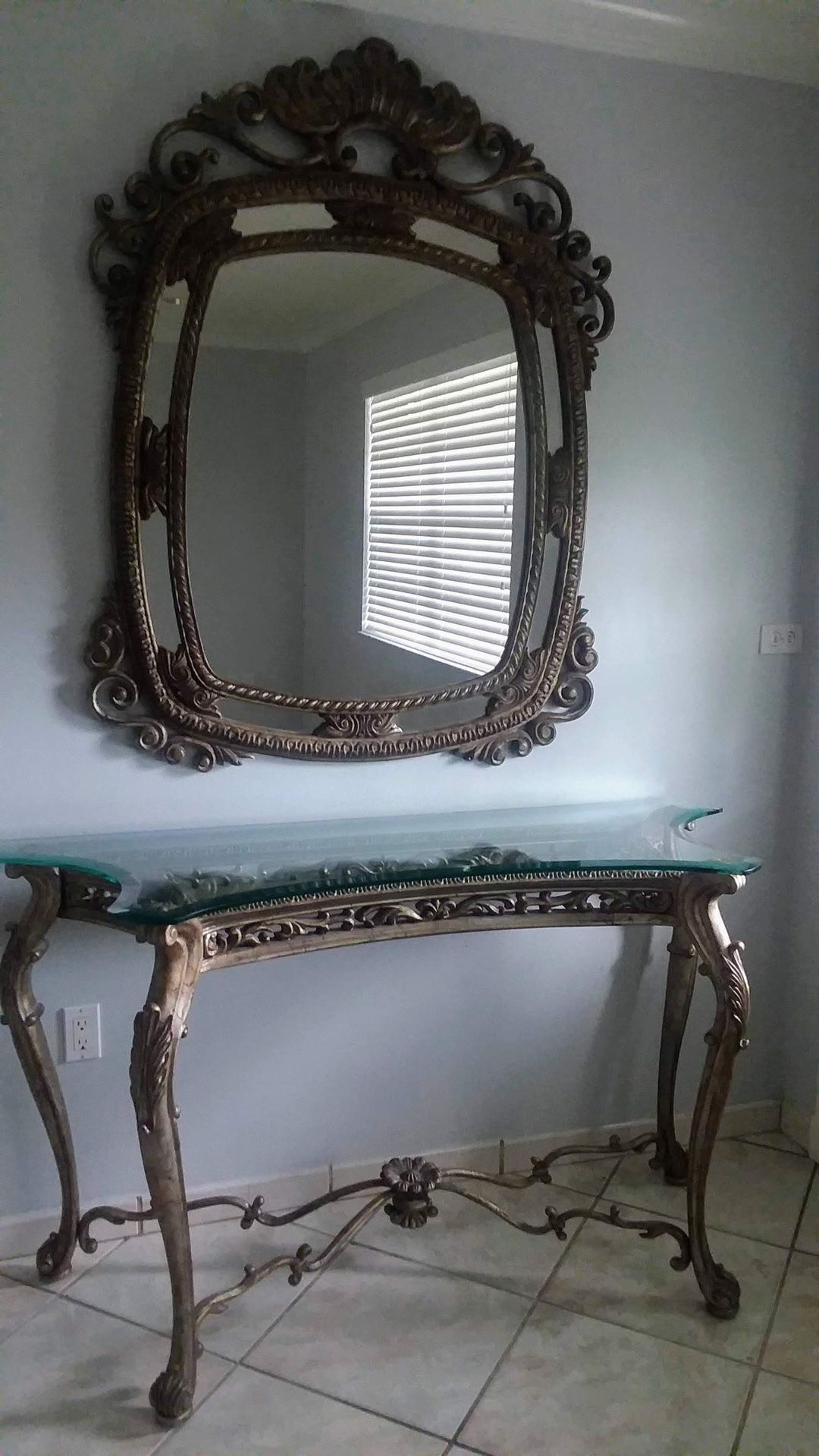 Bronze Wall Mirror and Mashing Table