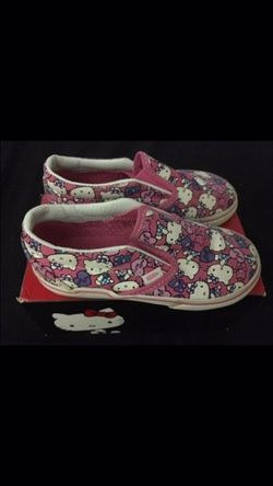 Gently worn girls Hello Kitty slip on Vans size 10