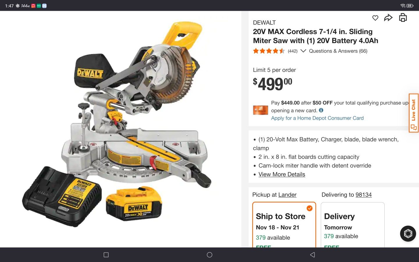DeWalt Cordless Miter Saw/Shop Saw 