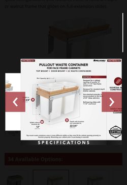 Rev-A-Shelf Double 27 qt. Pullout Top Mount Wood and White Waste Container for 1-1/2"