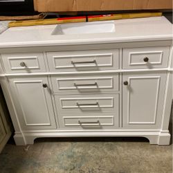 Home Decorators Collection Melpark 48 in. W x 22 in. D Bath Vanity in White with Cultured Marble Vanity Top in White with White Sink