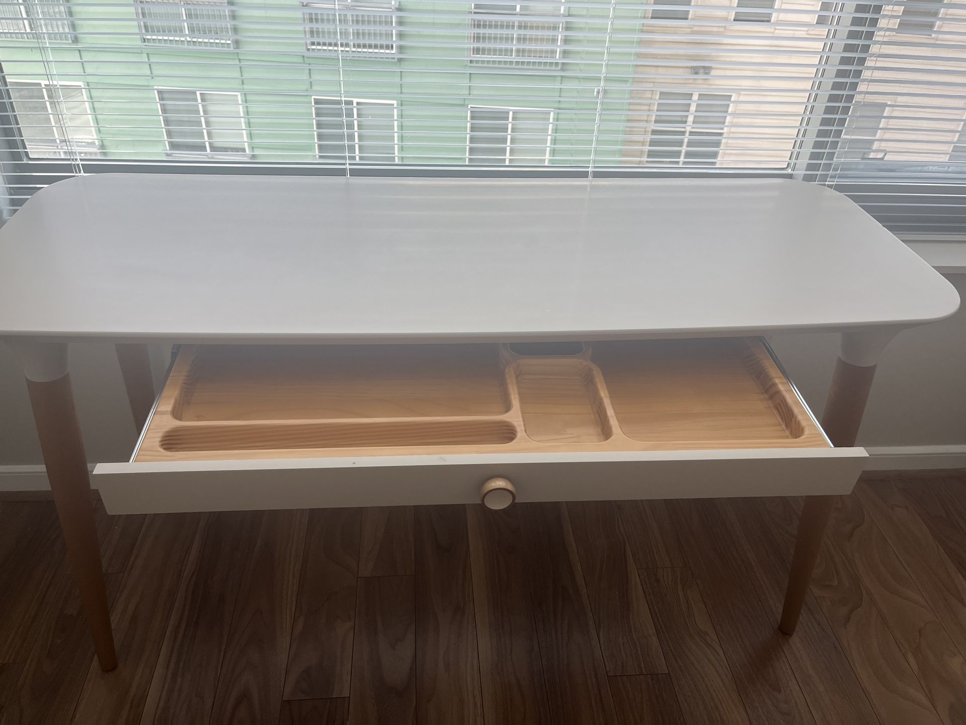 Cyrus Ivory & Oak Desk in White/Brown