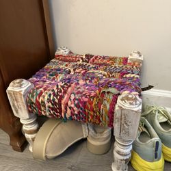 Boho Woven Footstool / Accent Bench