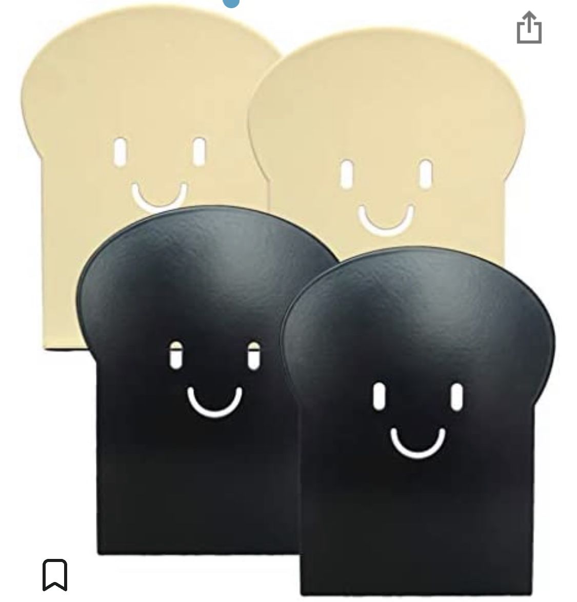 FeelSoGoods - Toast Bookends. Heavy Duty Metal Book end. Book Stopper. Decorative Unique Cute Fun Book Ends for Gift, Home, Kitchen, Office, Shelves,