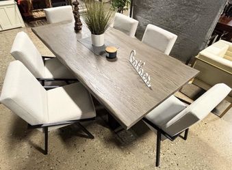 New 7 Piece Contemporary Modern Dining Set 