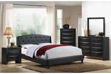 Brand new black or white quee platform bedframe + dresser + mirror + nightstand 4PCs bedroom set