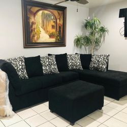 Black Sectional With Ottoman ‼️new In Stock‼️