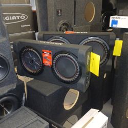 10in And 12in Kicker Shallow Down Fire Subwoofer,box, And Amp Combo