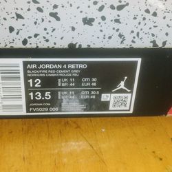 Air Jordan 4 Retro Size 12 In Man 