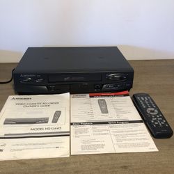 Mitsubishi VCR HS-U445 VHS player with Remote & Manuals