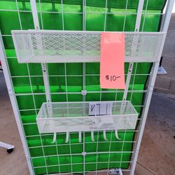 White Double Basket With Hooks