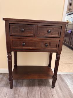 Dark Wood Console Table with Drawers