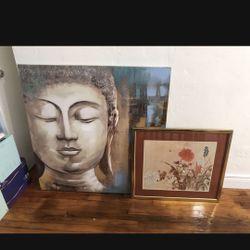 Cuadro grande de Buda y otro mediano