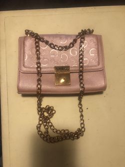 Guess Pink Monogram Chain Crossbody Bag