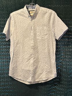 Wear first Mens White & Blue Neat Slim Fit Short Sleeve Button