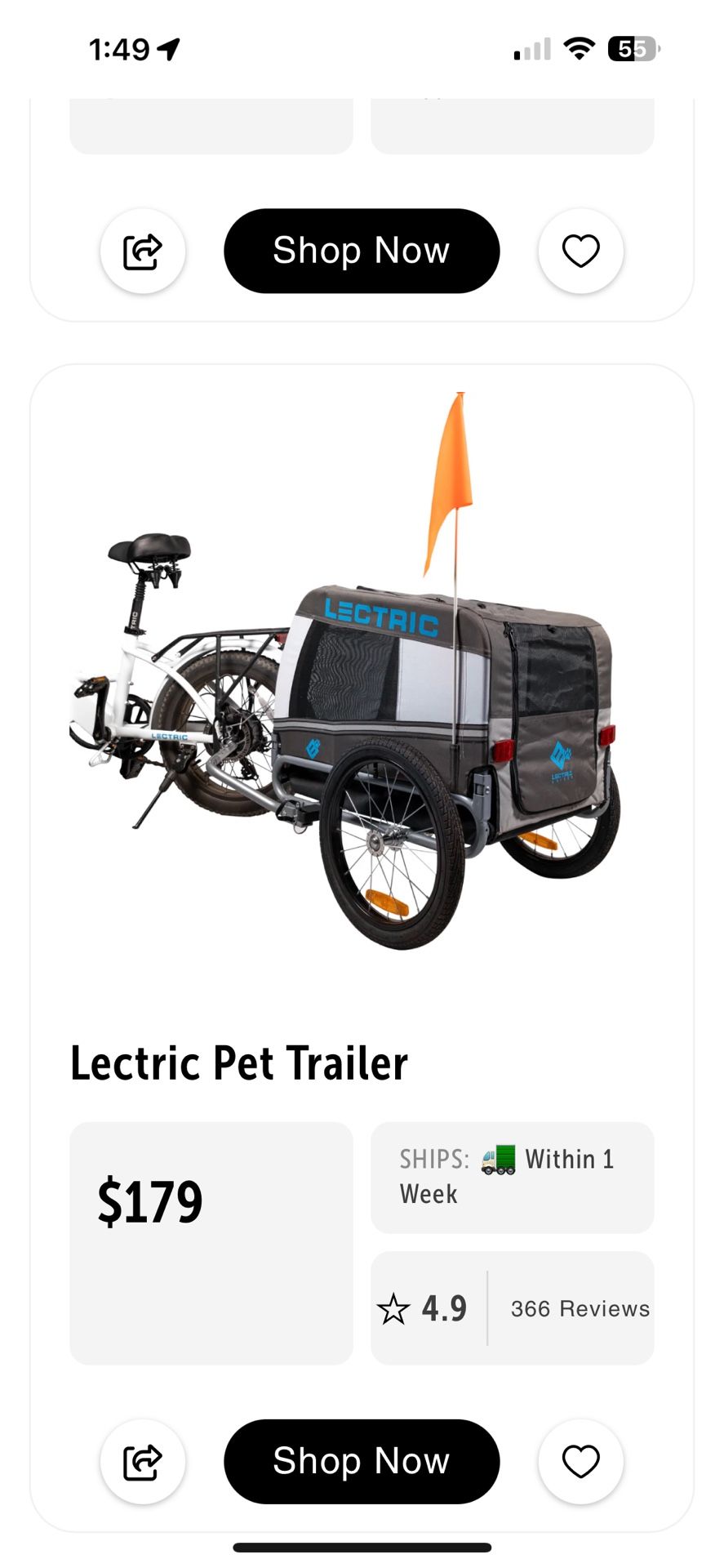 Lectric bike pet trailer