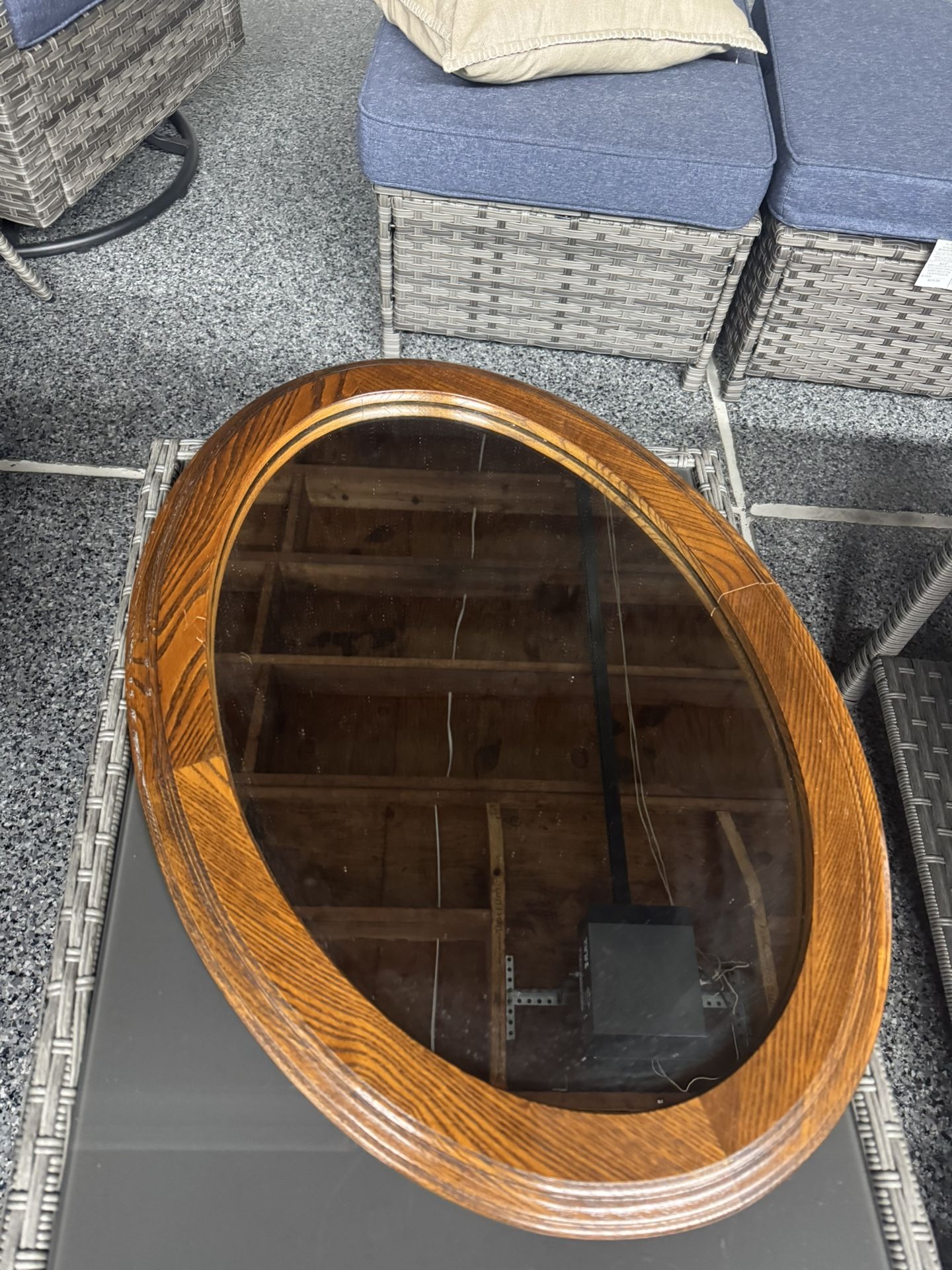 Vintage Oval Wall Mirror – Solid Oak Frame